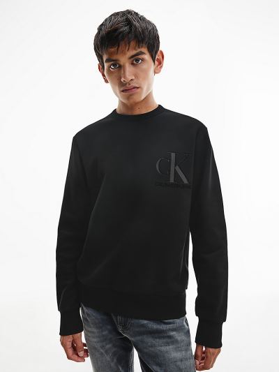 Calvin Klein Ruhák HU361104 | Calvin Klein Monogram Logo Férfi Pulóver Fekete